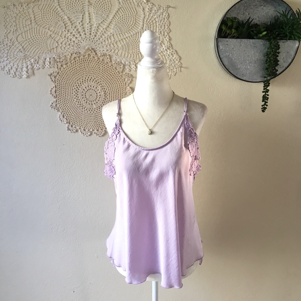 Free People Intimately lavender crochet lace tank